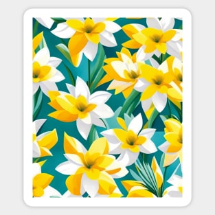 White Yellow Daffodil Field Abstract Artwork Sticker